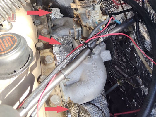 High-temperature basalt exhaust wrap installed on Land Rover exhaust
