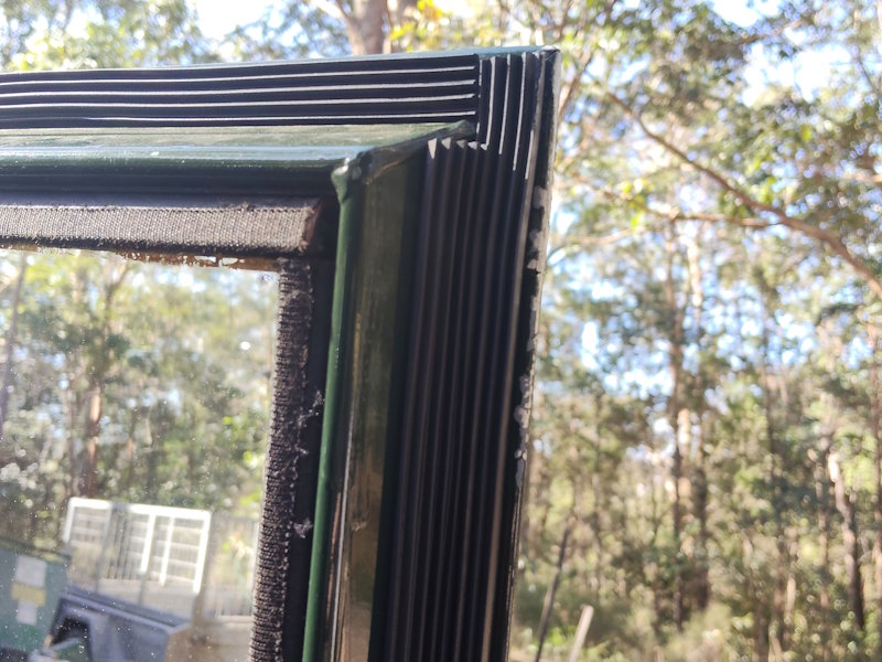 Marine silicone sealant and extra rubber door seals applied to classic Land Rover