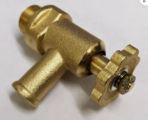 The valve tap for a Series Land Rover that connects to the top of the thermostat housing to redirect hot water to the heater