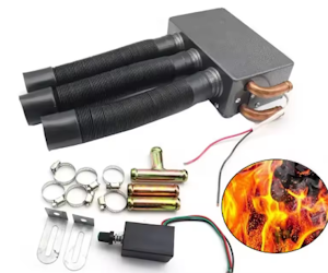 A heater purchased off of AliExpress which connects to the cooling system of the engine