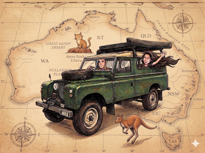 Land Rover Brisbane to Birmingham Master Plan on a Australian Map