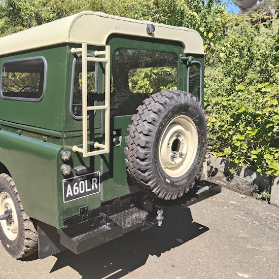 Installing a BritPart swing out arm spare wheel carrier on a Series Land Rover