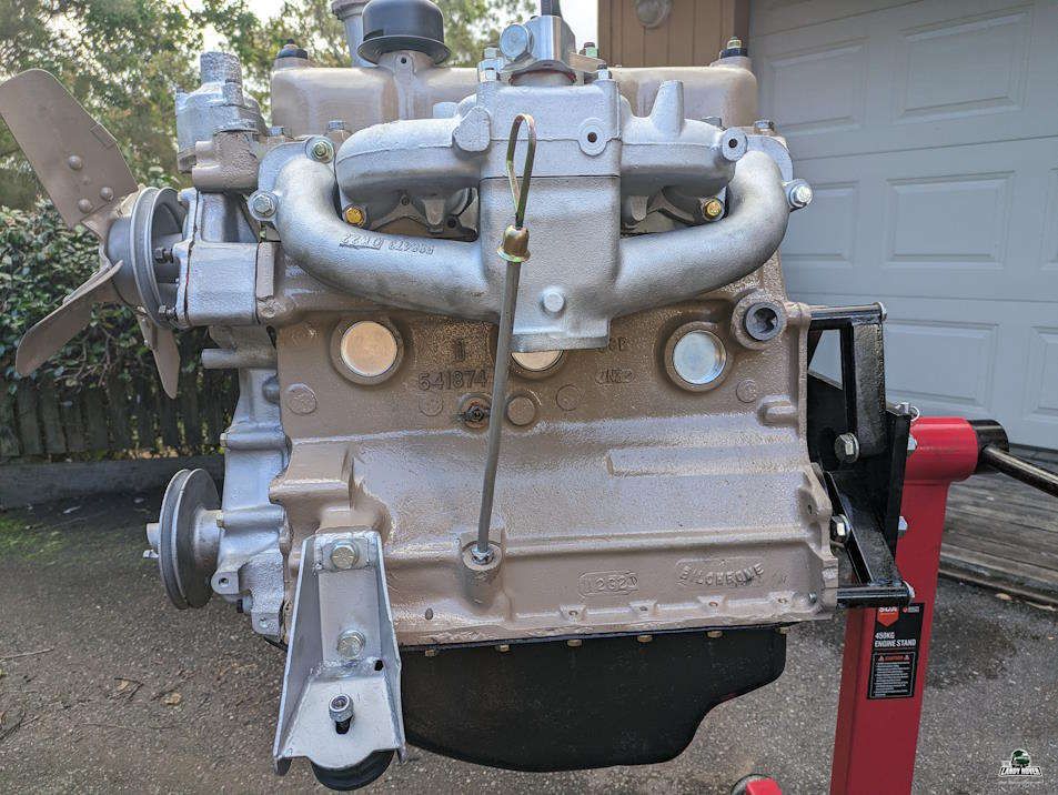 Finished engine assembly in showroom beige color tracker