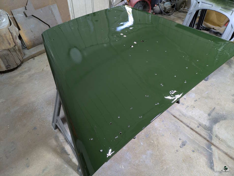 Deep green paint application booth setup view row